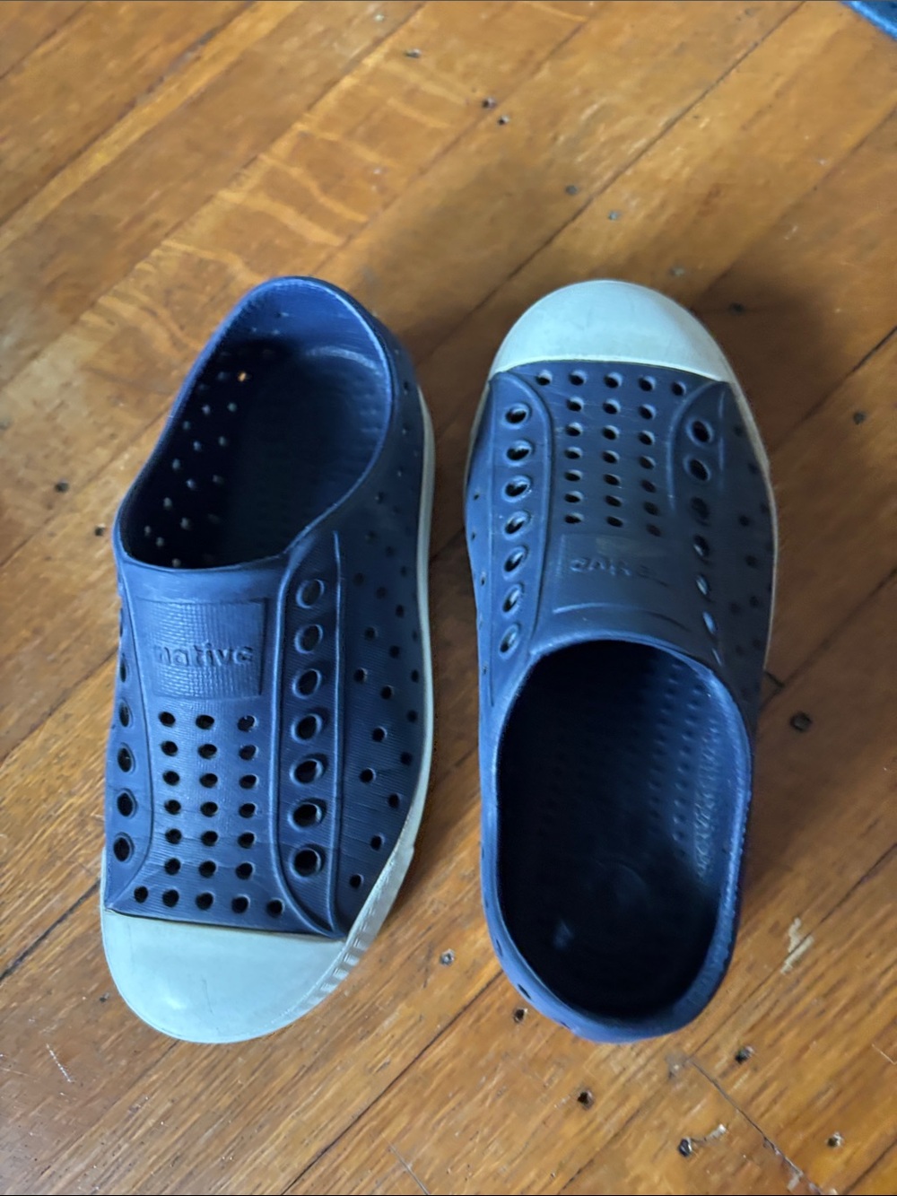 Native Slip-On Jefferson Sneakers in Navy and Off-White